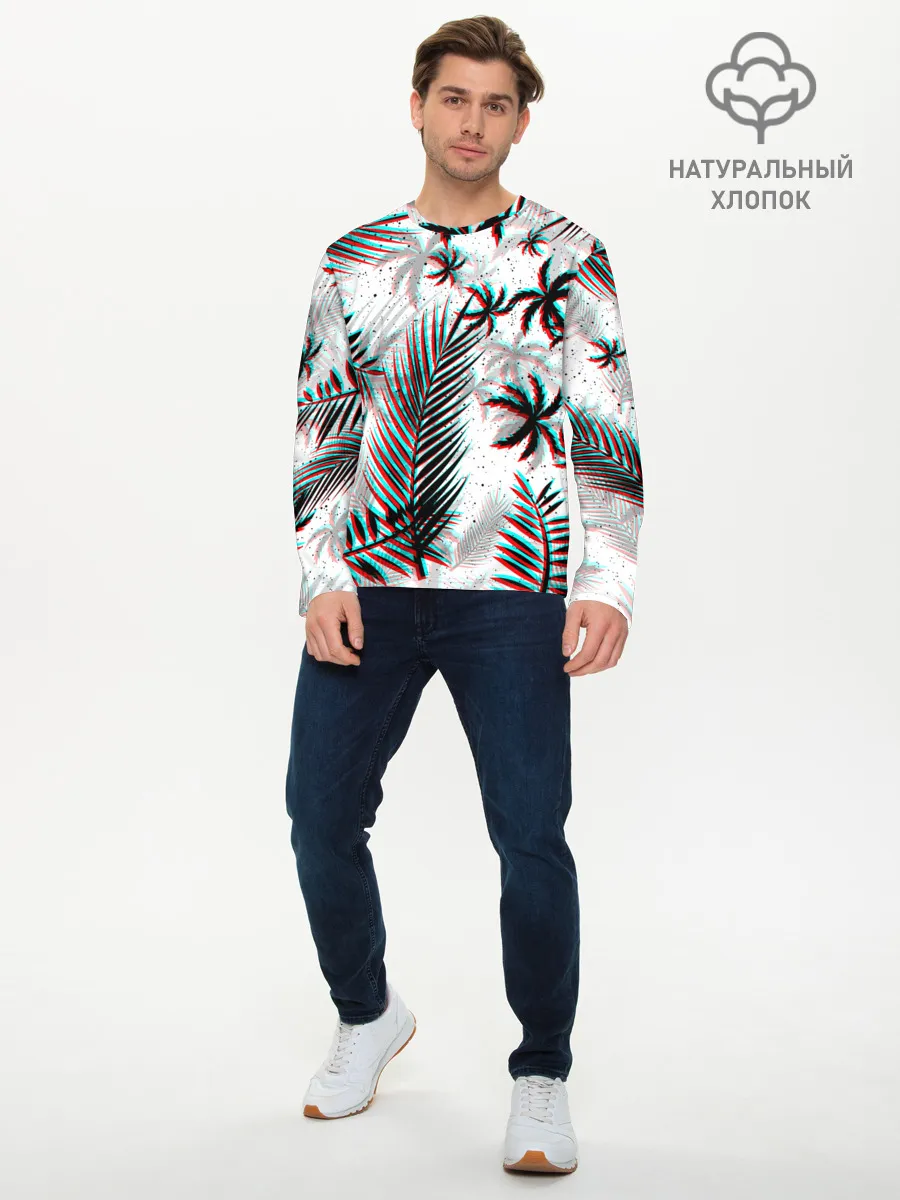 Мужской лонгслив базовый / ПАЛЬМЫ | TROPICAL GLITCH