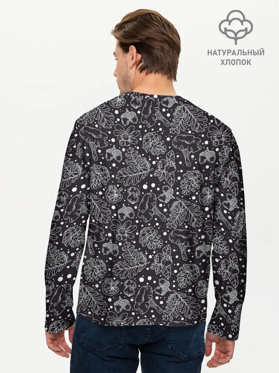 Мужской лонгслив базовый / Паттерн «Ночной лес»