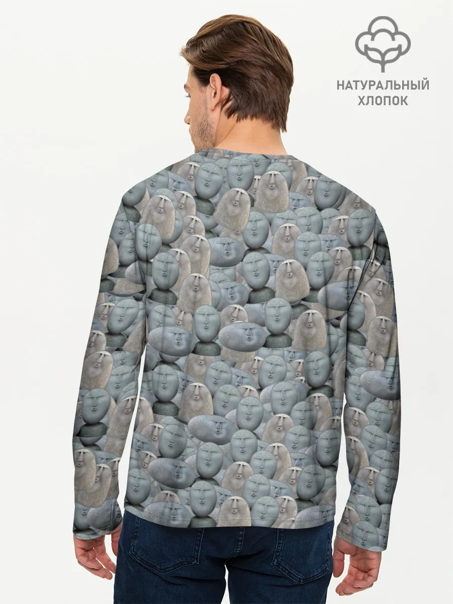 Мужской лонгслив базовый / Каменные лица 3D МЕМ 2020