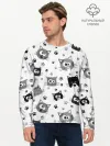 Мужской лонгслив базовый / Котики | ЧБ