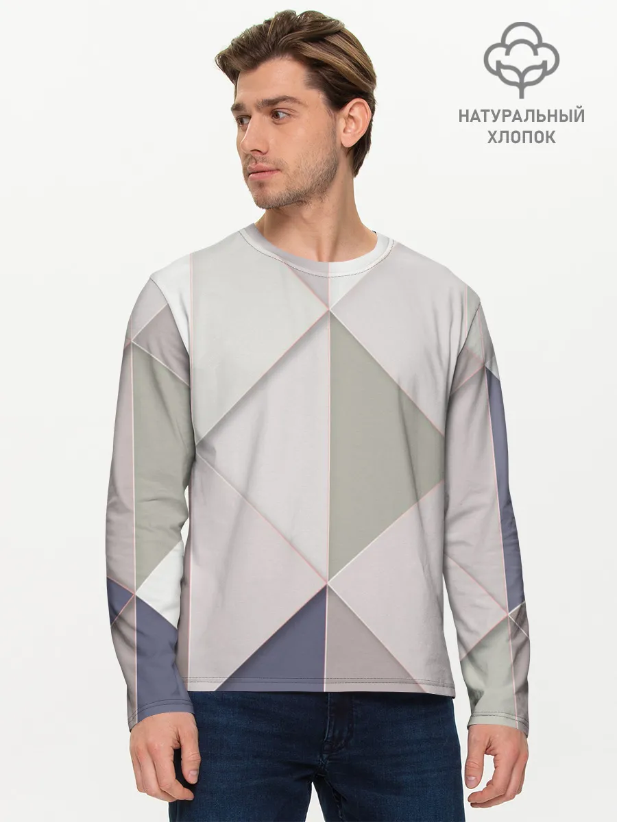 Мужской лонгслив базовый / Треугольники