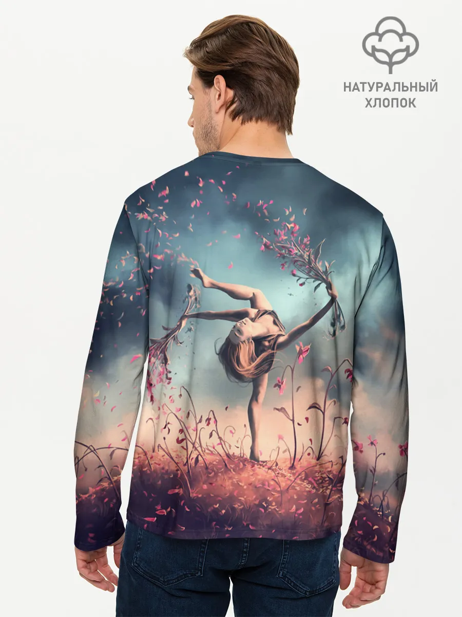 Мужской лонгслив базовый / Танцующая с цветами ведьма