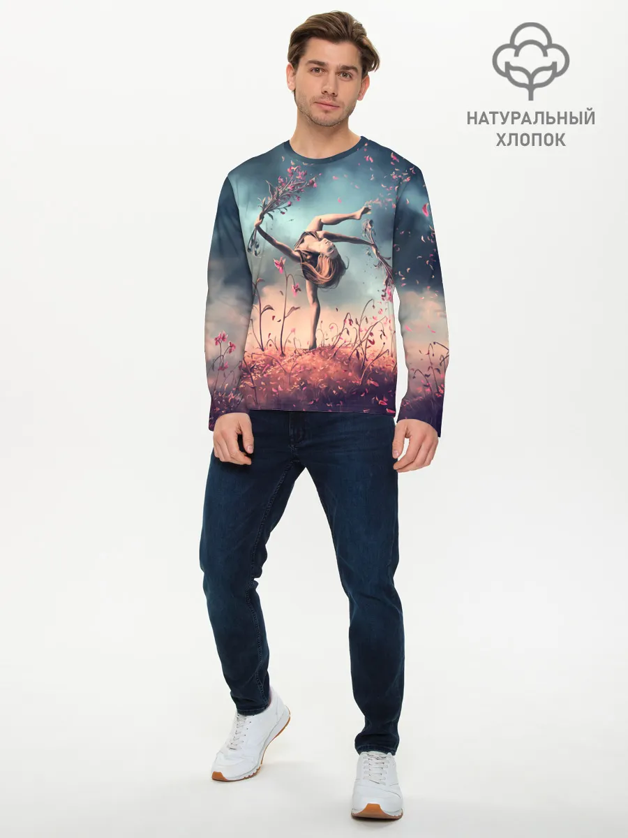Мужской лонгслив базовый / Танцующая с цветами ведьма