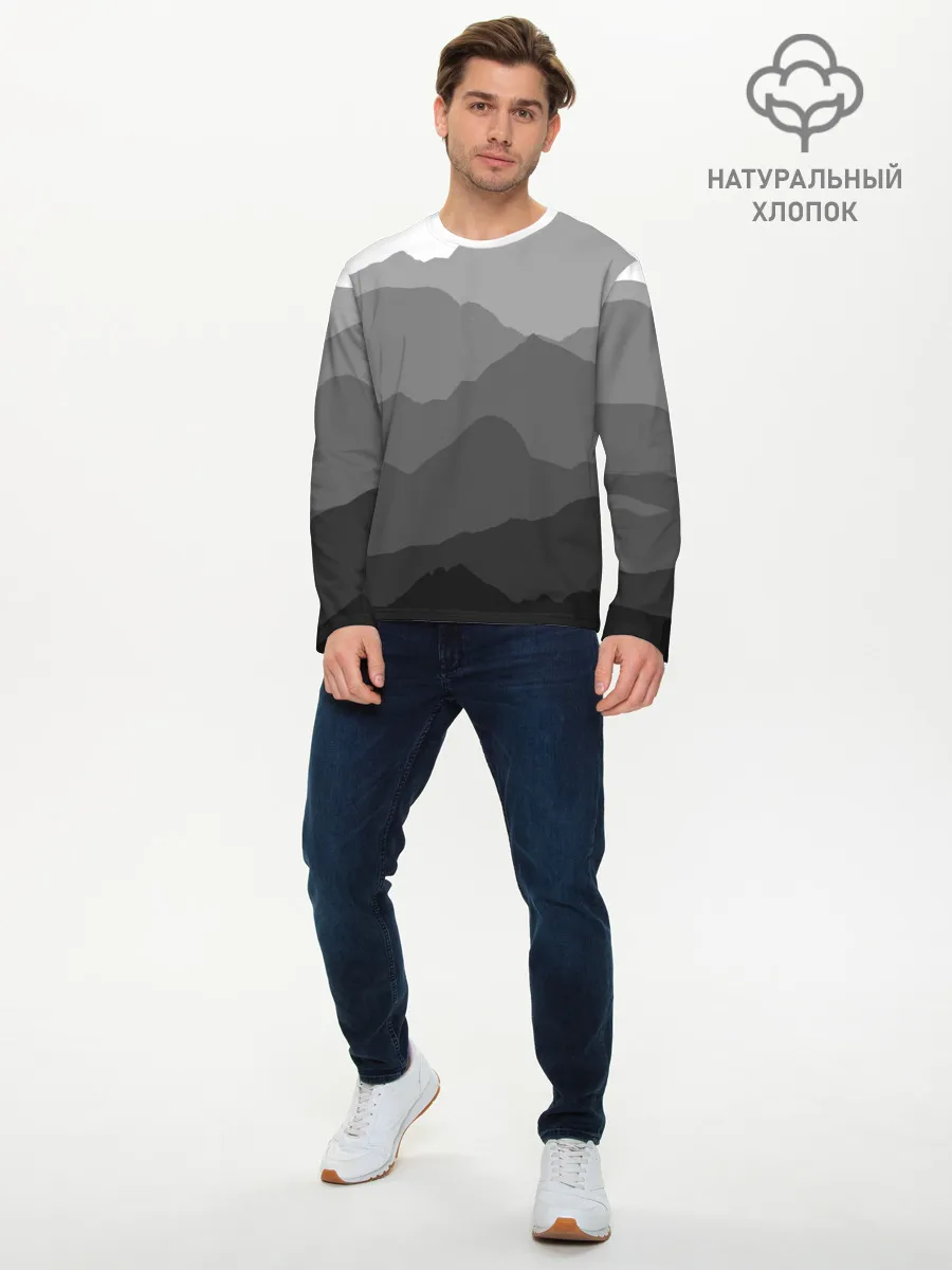 Мужской лонгслив базовый / горы