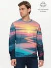 Мужской лонгслив базовый / Извилистая река закат природа