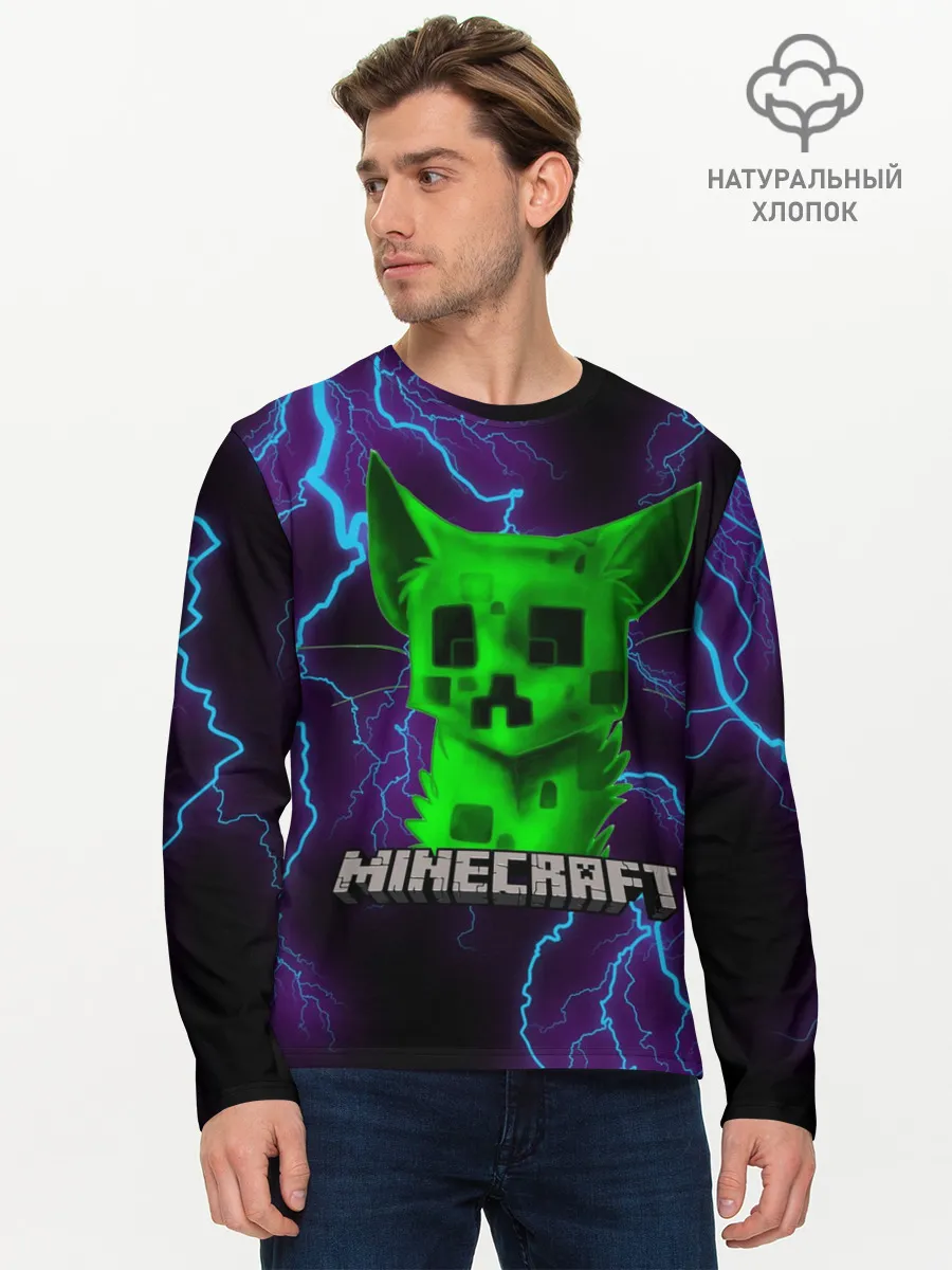 Мужской лонгслив базовый / MINECRAFT CREEPER CAT