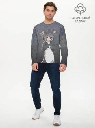 Мужской лонгслив базовый / Catgirl sadness