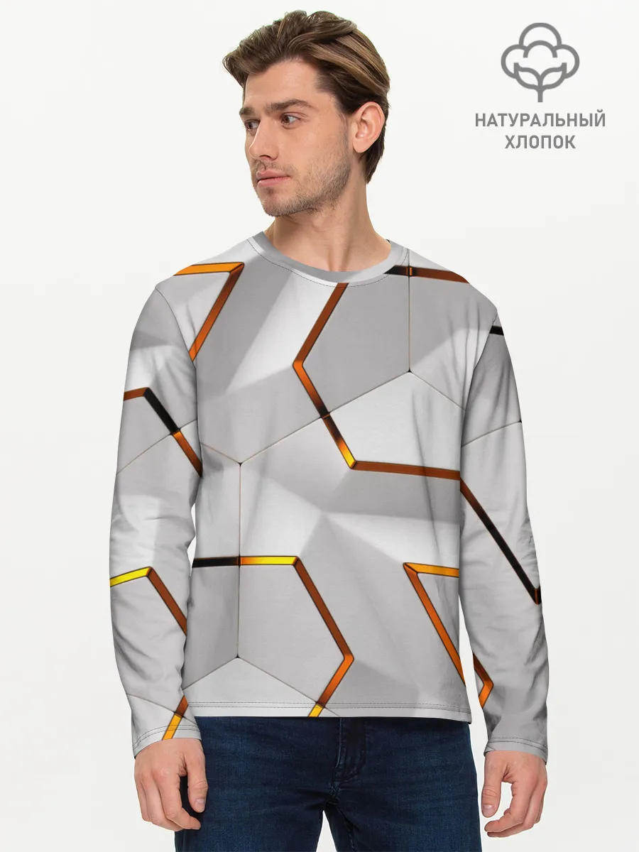 Мужской лонгслив базовый / 3D абстракция Iron