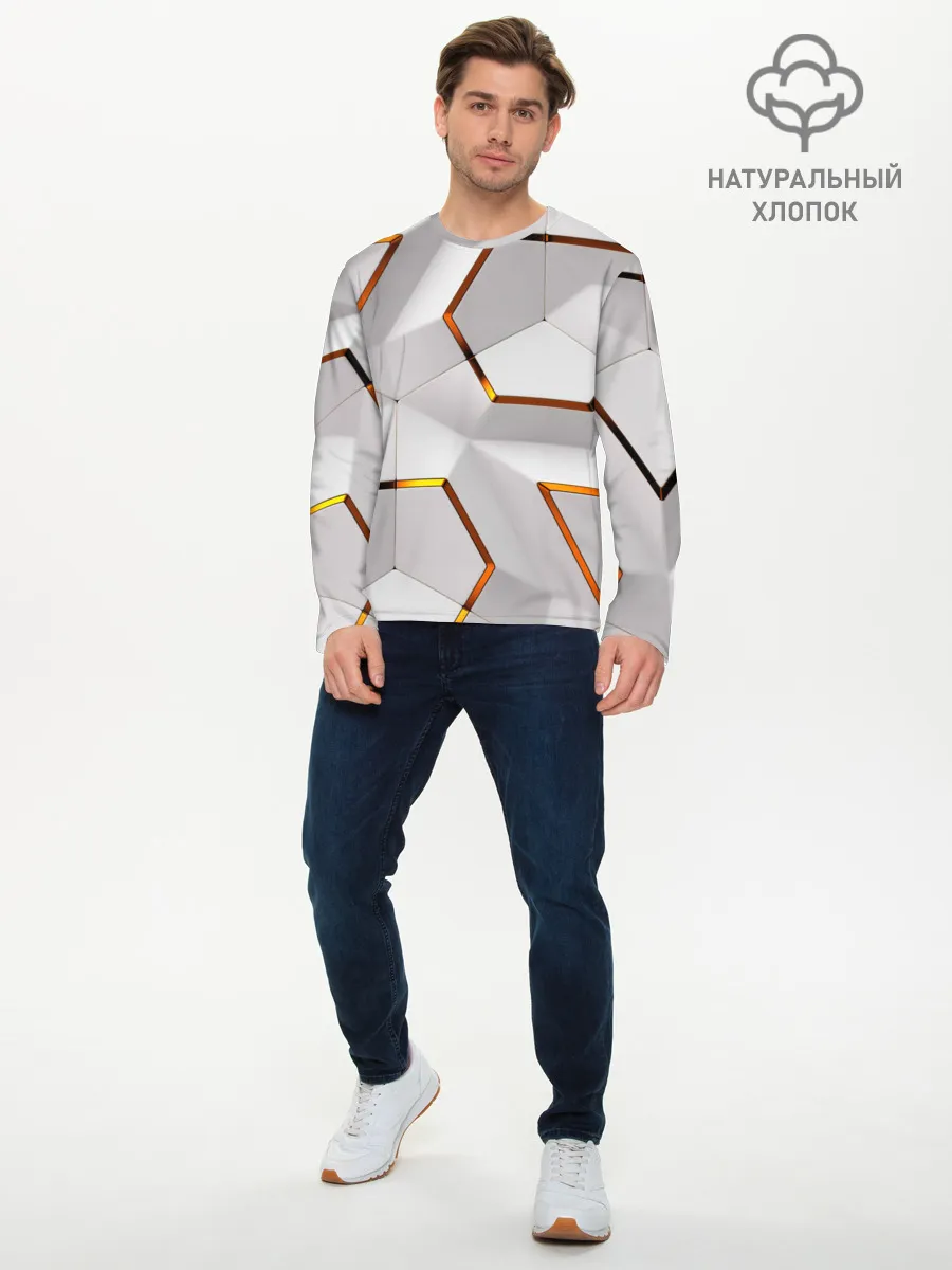 Мужской лонгслив базовый / 3D абстракция Iron
