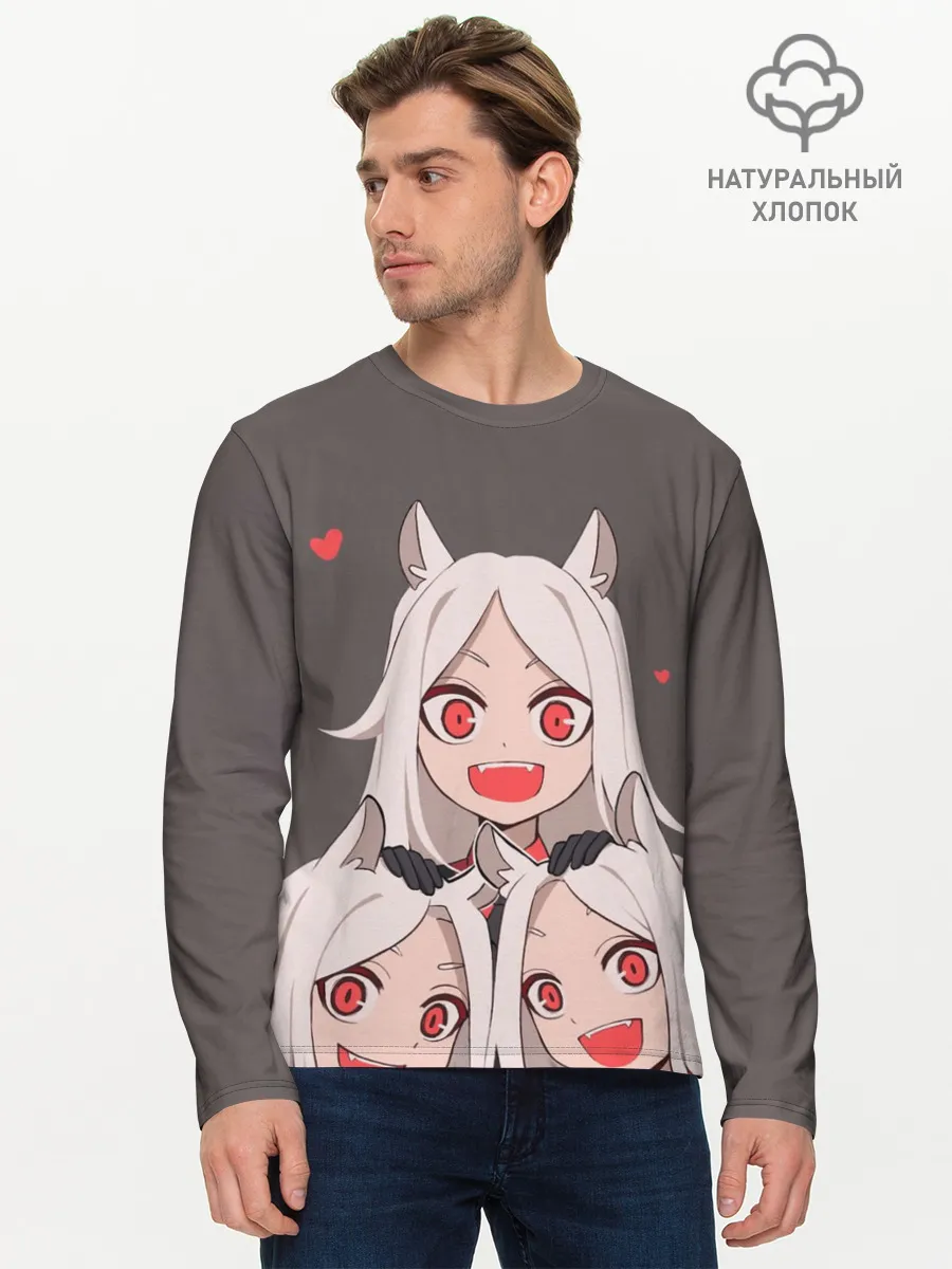 Мужской лонгслив базовый / Cerberus с сердечками Helltaker