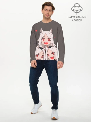 Мужской лонгслив базовый / Cerberus с сердечками Helltaker