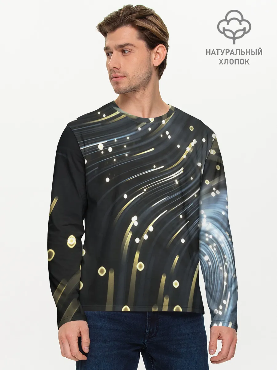 Мужской лонгслив базовый / Абстракция искры полосы боке