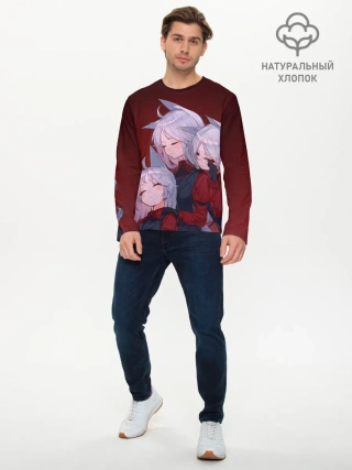 Мужской лонгслив базовый / Cerberus обнимаются втроем Helltaker