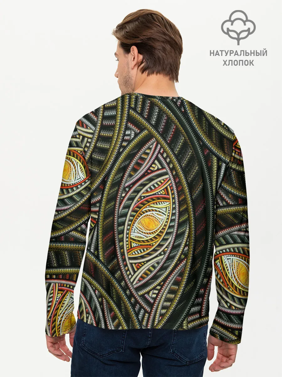 Мужской лонгслив базовый / Абстракция глаз узор линии