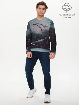Мужской лонгслив базовый / Абстракция краска разводы кап