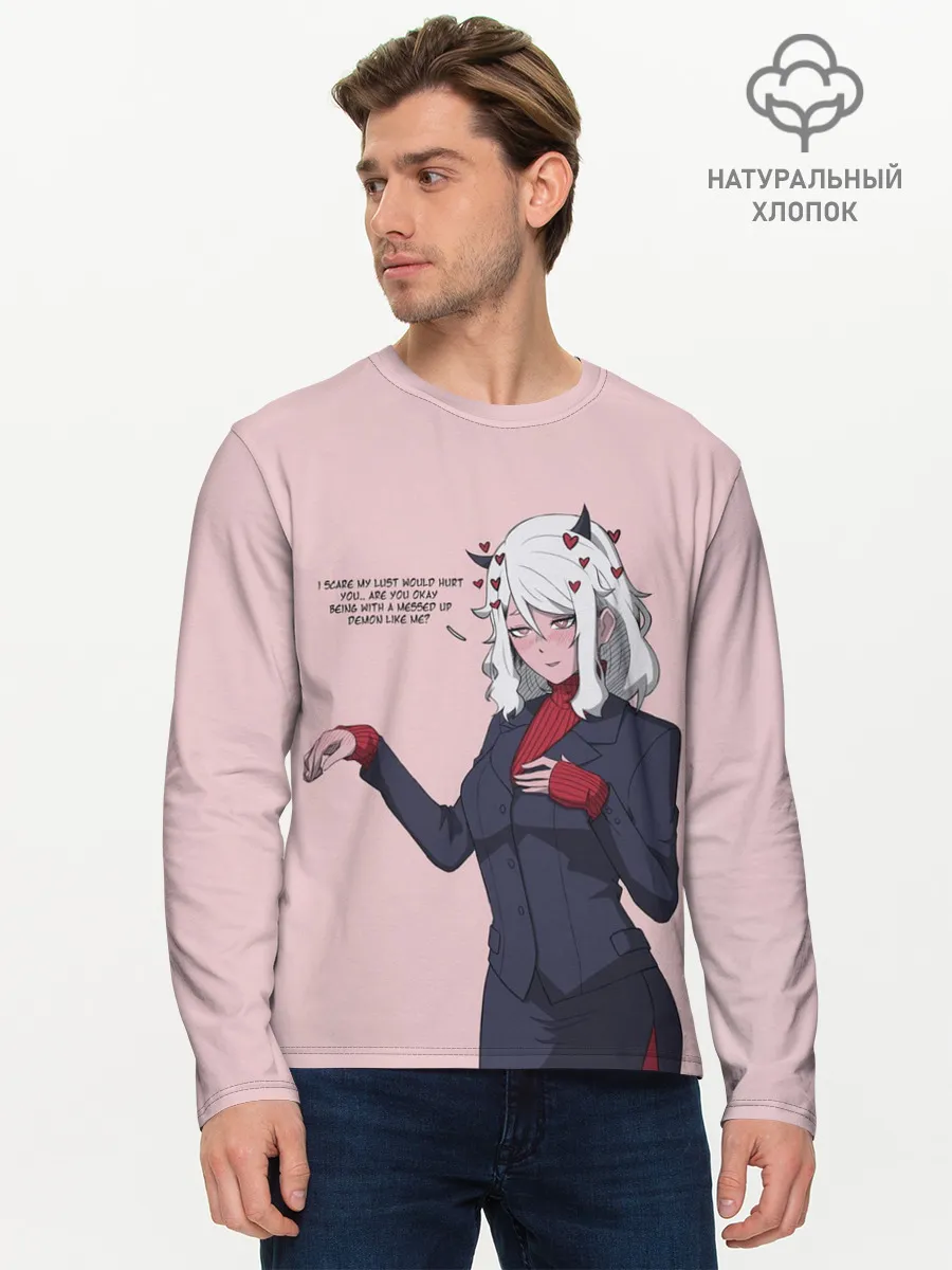 Мужской лонгслив базовый / Malina текст Helltaker