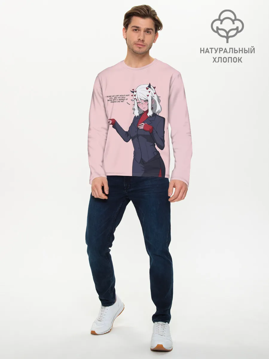 Мужской лонгслив базовый / Malina текст Helltaker