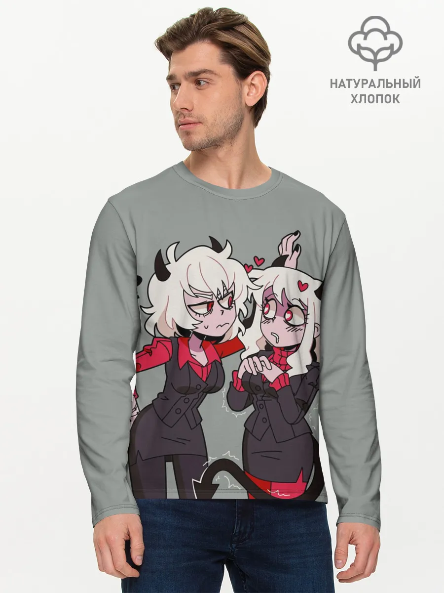 Мужской лонгслив базовый / Здрада разговаривает Helltaker