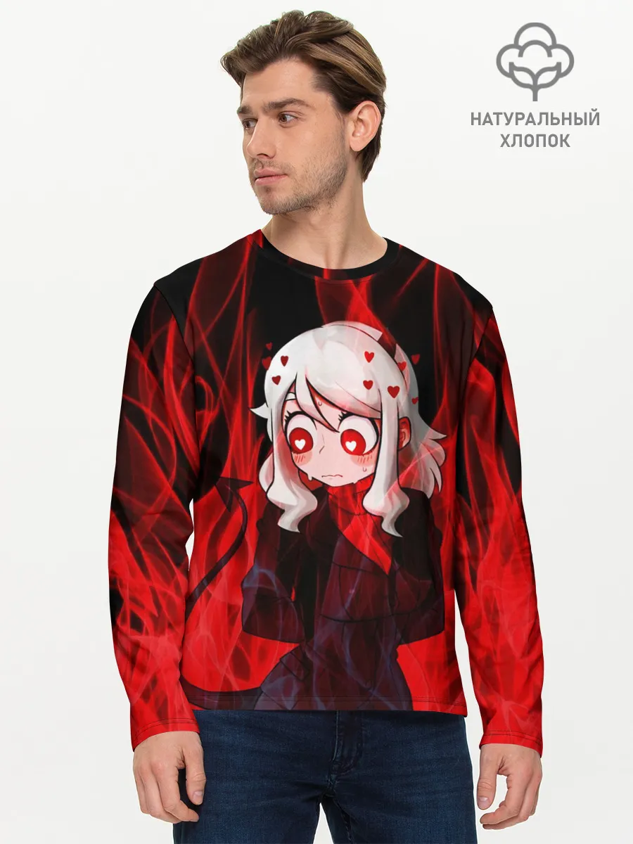 Мужской лонгслив базовый / Главный герой Helltaker