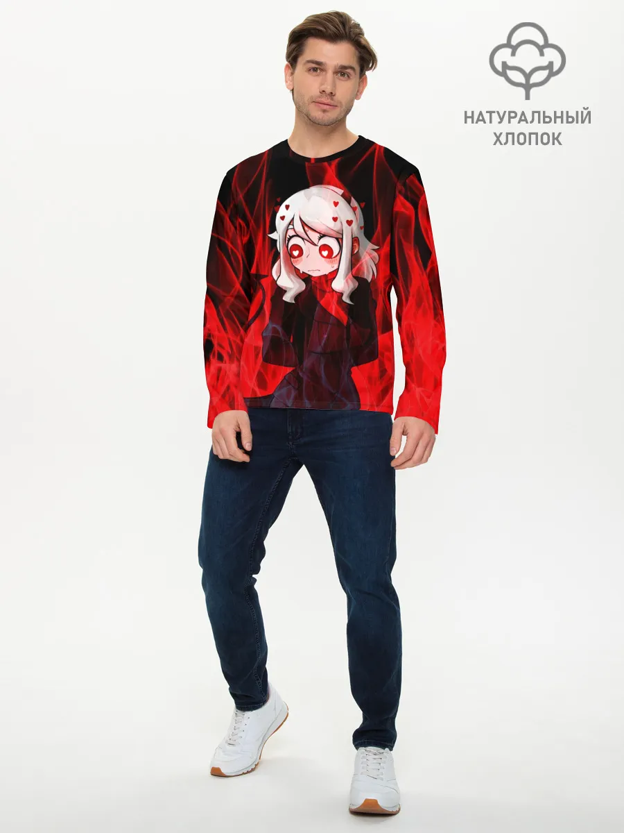 Мужской лонгслив базовый / Главный герой Helltaker