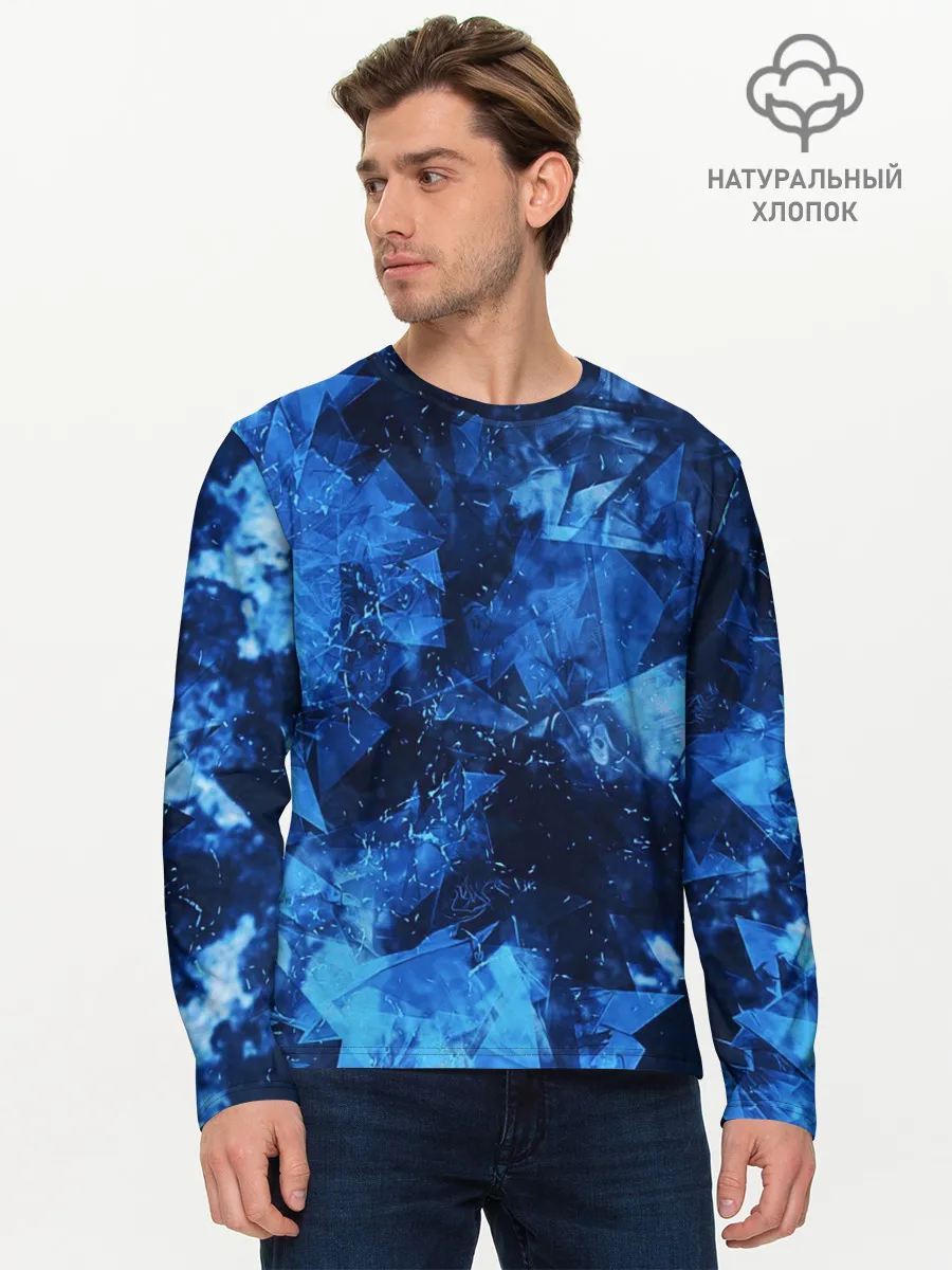 Мужской лонгслив базовый / Blue Abstraction