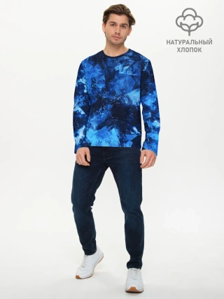 Мужской лонгслив базовый / Blue Abstraction