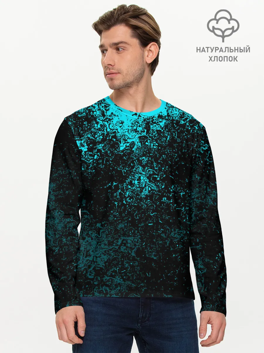 Мужской лонгслив базовый / БРЫЗГИ-КРАСОК НЕОН