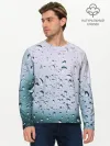 Мужской лонгслив базовый / Капли окно стекло дождь серо