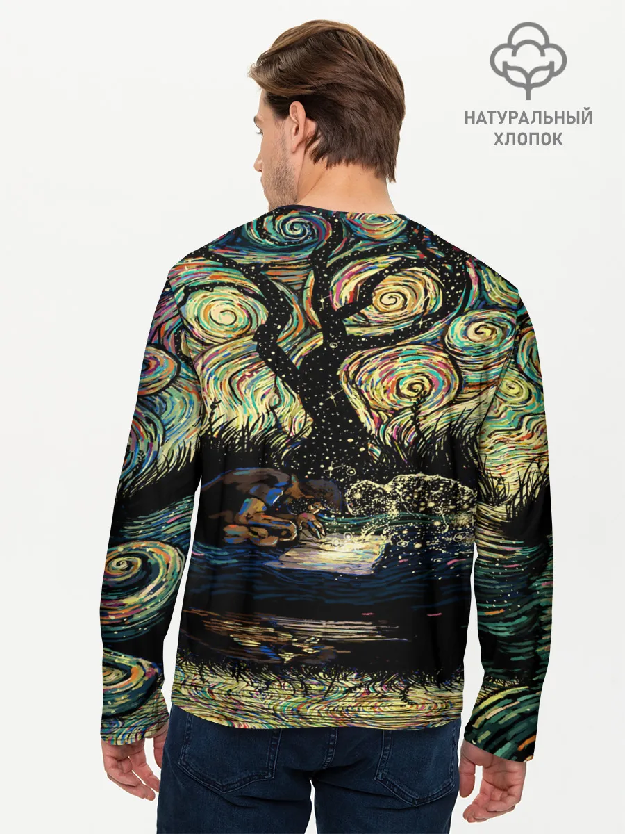 Мужской лонгслив базовый / НОЧЬ В ЛЕСУ