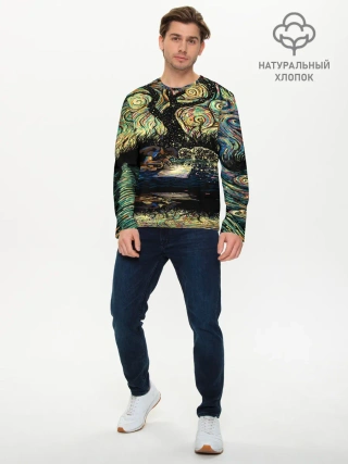 Мужской лонгслив базовый / НОЧЬ В ЛЕСУ