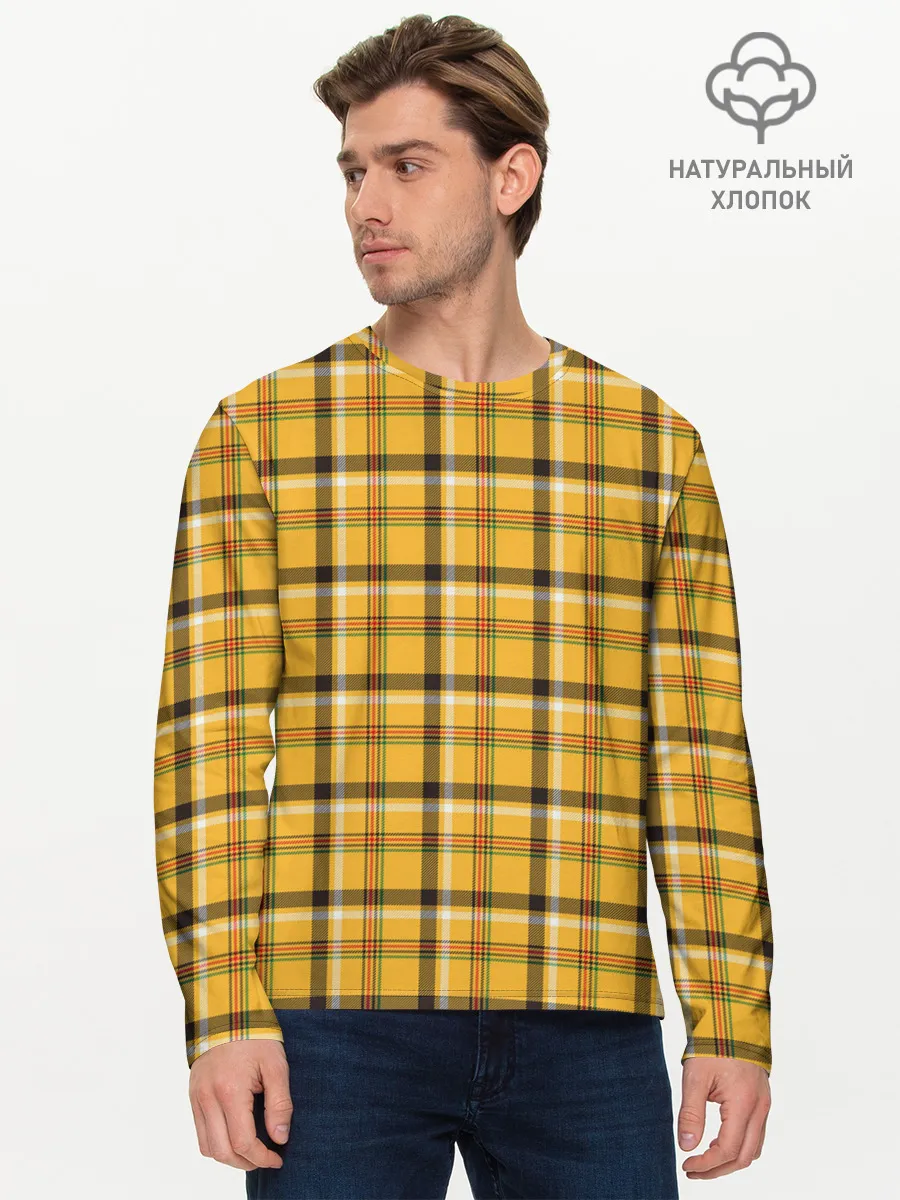 Мужской лонгслив базовый / Клеточка