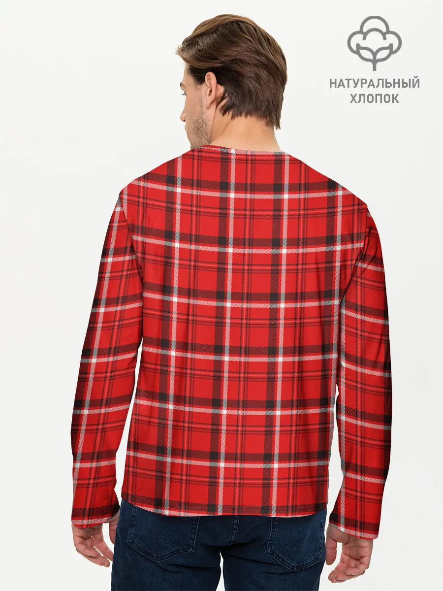 Мужской лонгслив базовый / Красная клеточка