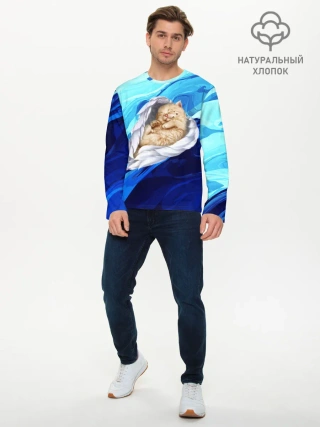 Мужской лонгслив базовый / Котик Ангелочек