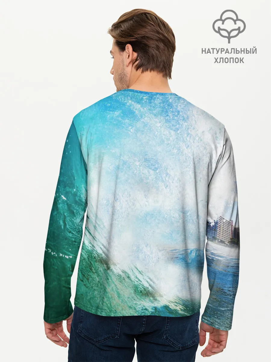 Мужской лонгслив базовый / Волны | Океан