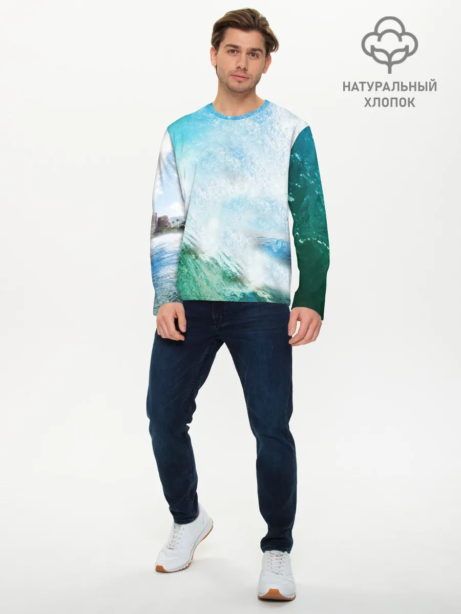 Мужской лонгслив базовый / Волны | Океан
