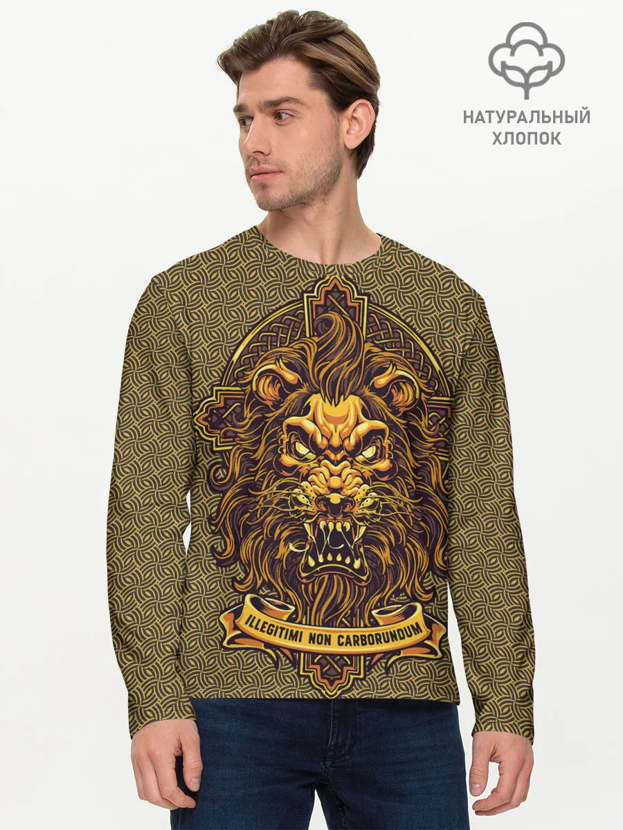 Мужской лонгслив базовый / Золотой лев на кресте