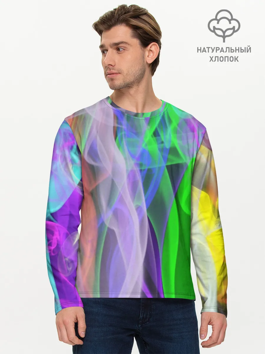 Мужской лонгслив базовый / ДЫМ ЦВЕТНОЙ / ОГОНЬ