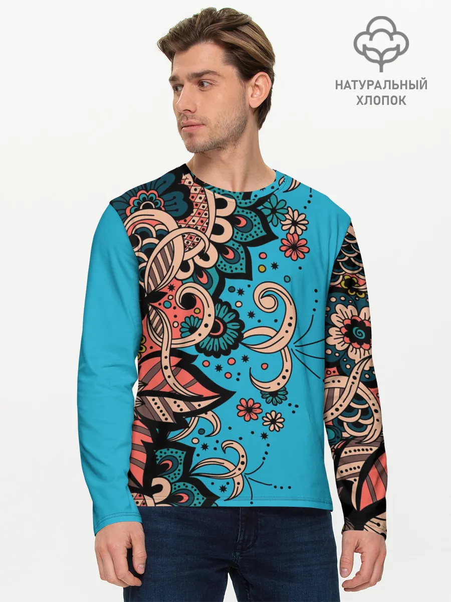Мужской лонгслив базовый / Цветочная фантазия