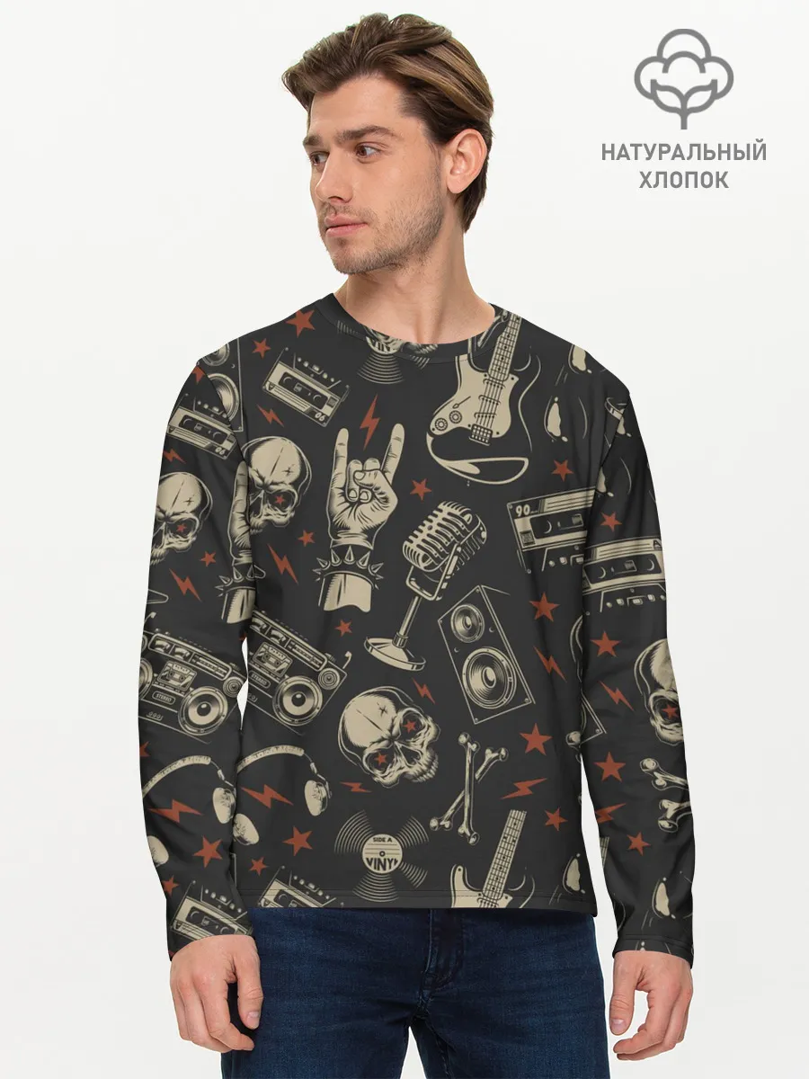 Мужской лонгслив базовый / Spotify Рок Черепа