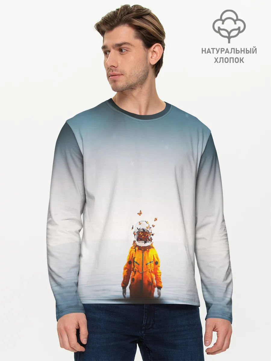 Мужской лонгслив базовый / КОСМОНАВТ В МОРЕ