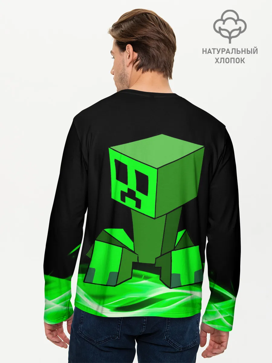 Мужской лонгслив базовый / Майнкрафт Крипер