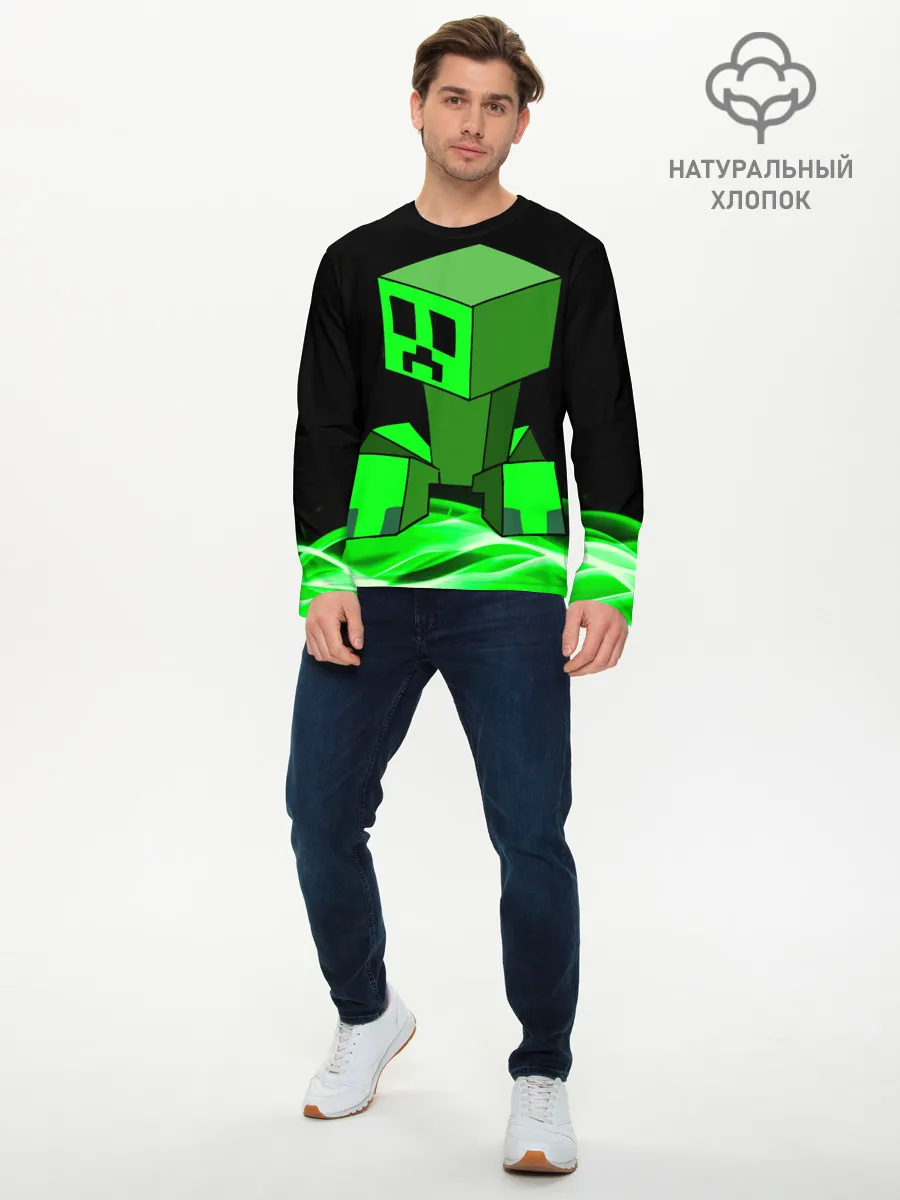 Мужской лонгслив базовый / Майнкрафт Крипер