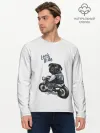 Мужской лонгслив базовый / Pug Rider | Байкер Мопс