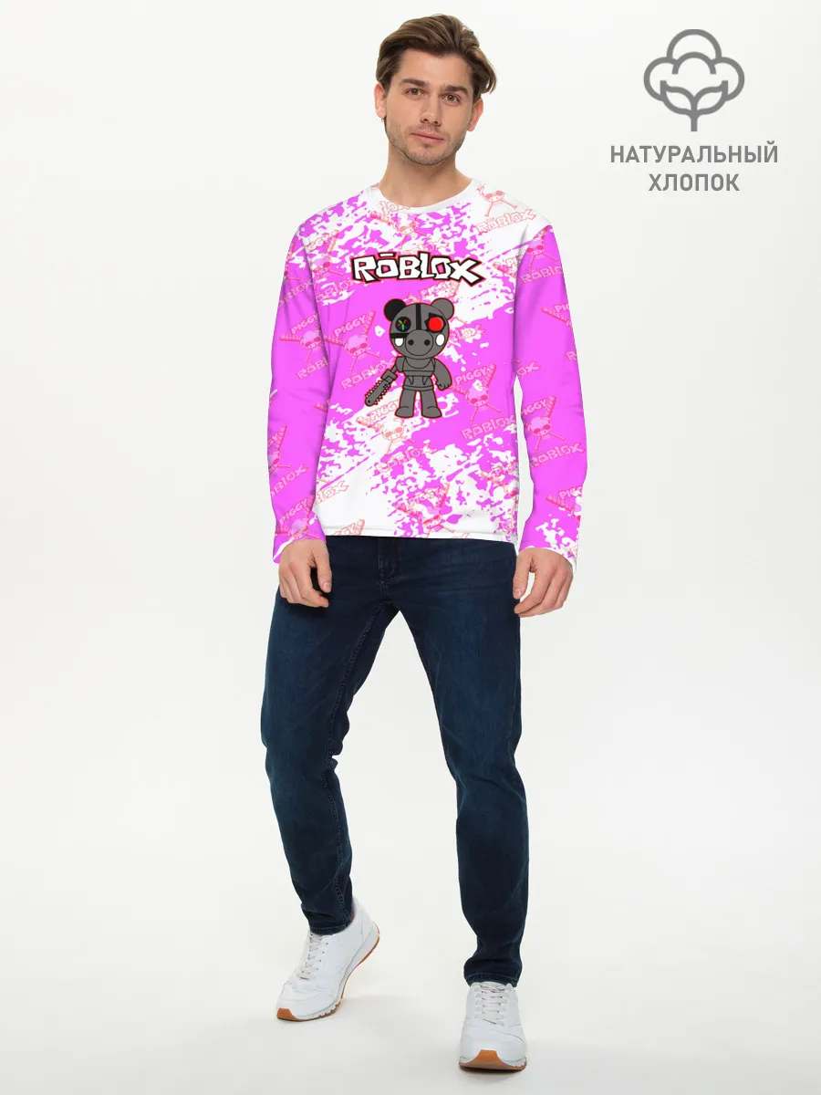 Мужской лонгслив базовый / Свинка Пигги из Roblox