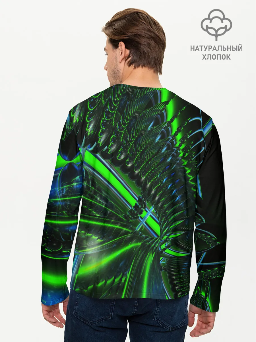 Мужской лонгслив базовый / DIGITAL NEON GREEN
