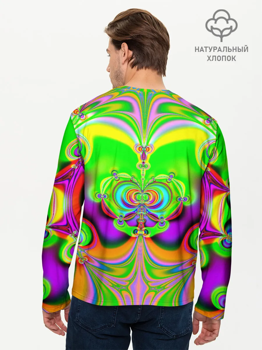 Мужской лонгслив базовый / КИСЛОТНЫЙ ФРАКТАЛ ГЕОМЕТРИЯ