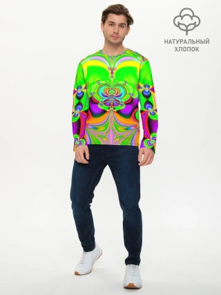 Мужской лонгслив базовый / КИСЛОТНЫЙ ФРАКТАЛ ГЕОМЕТРИЯ