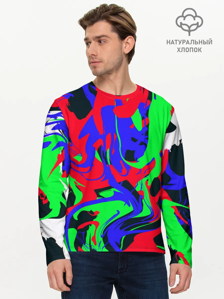 Мужской лонгслив базовый / Абстрактные краски