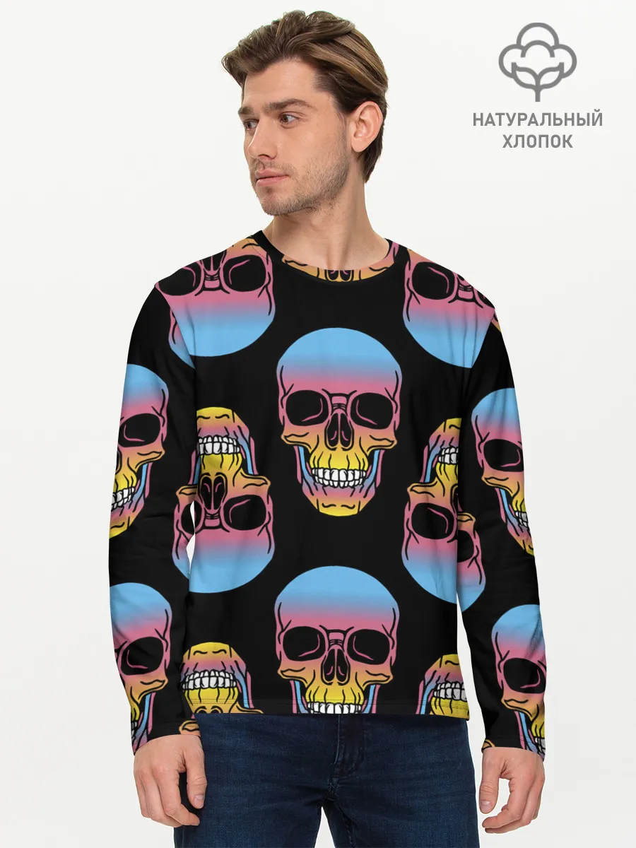 Мужской лонгслив базовый / Neon skull