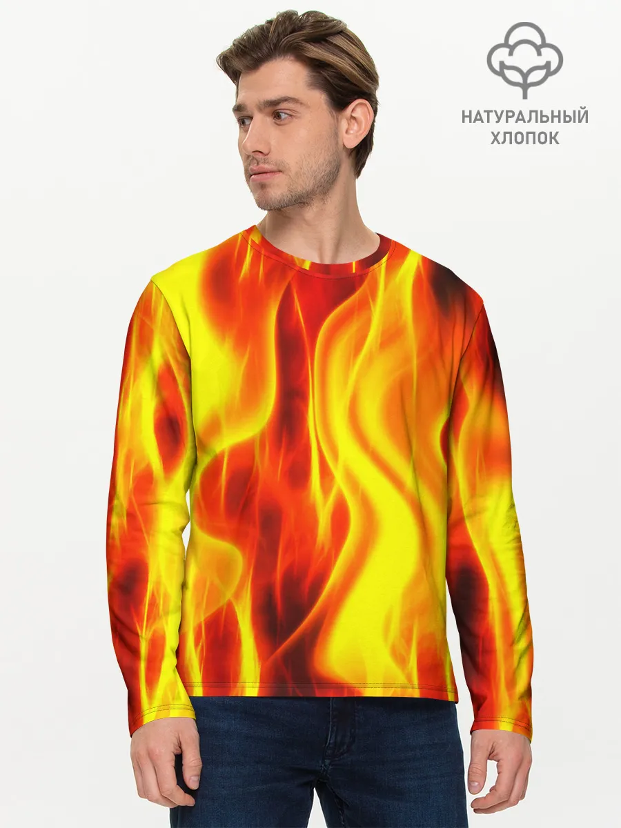 Мужской лонгслив базовый / Неон Огонь